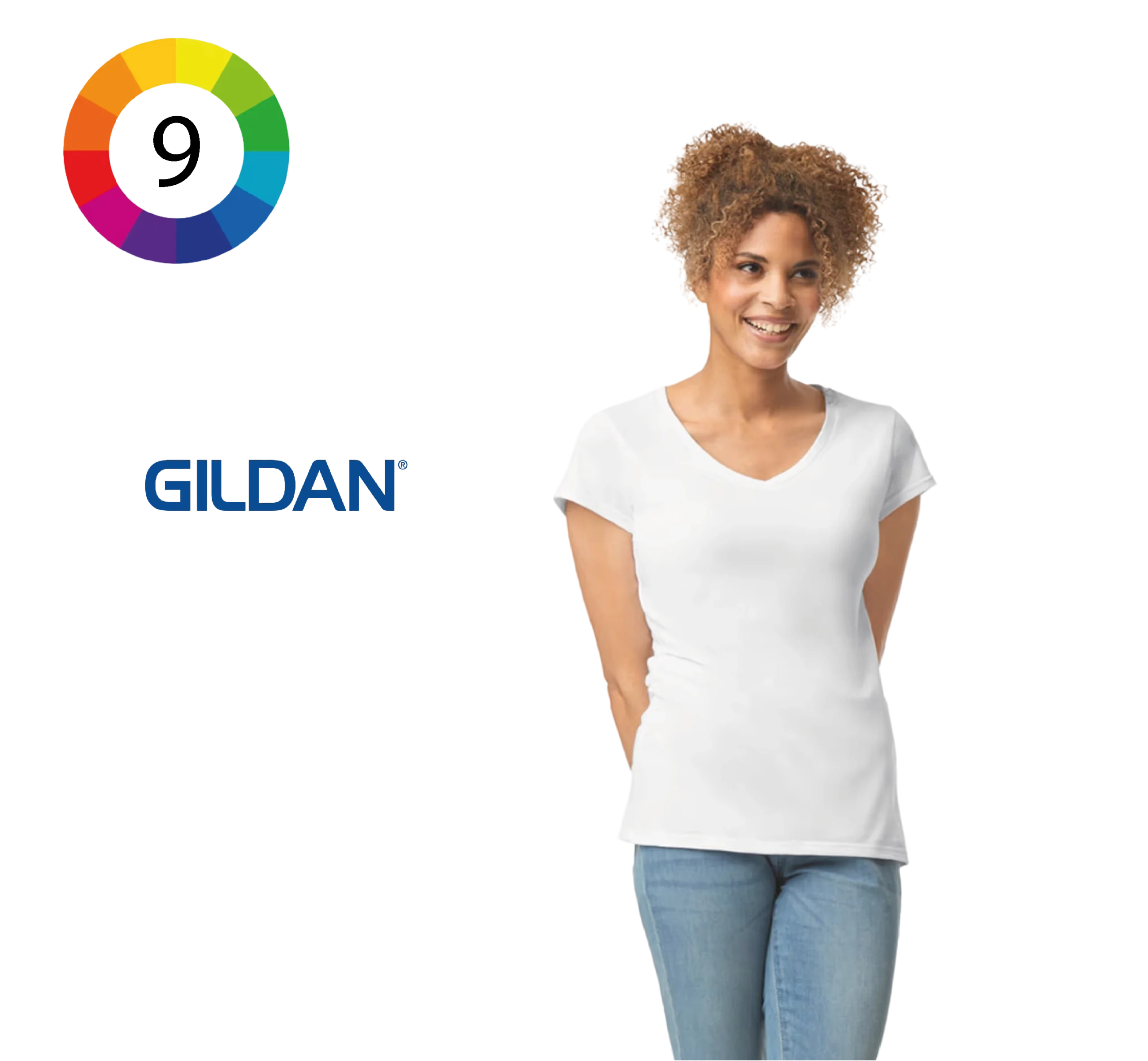 GI64V00L - T-shirt femme col v Softstyle