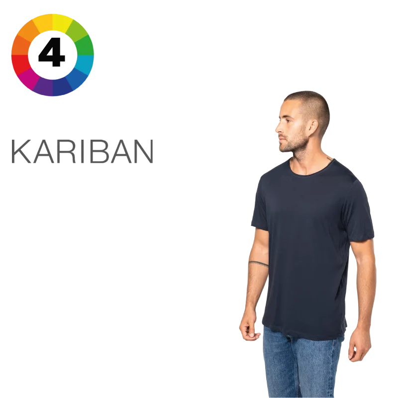 K398 - T-shirt Bio col à bords francs manches courtes homme