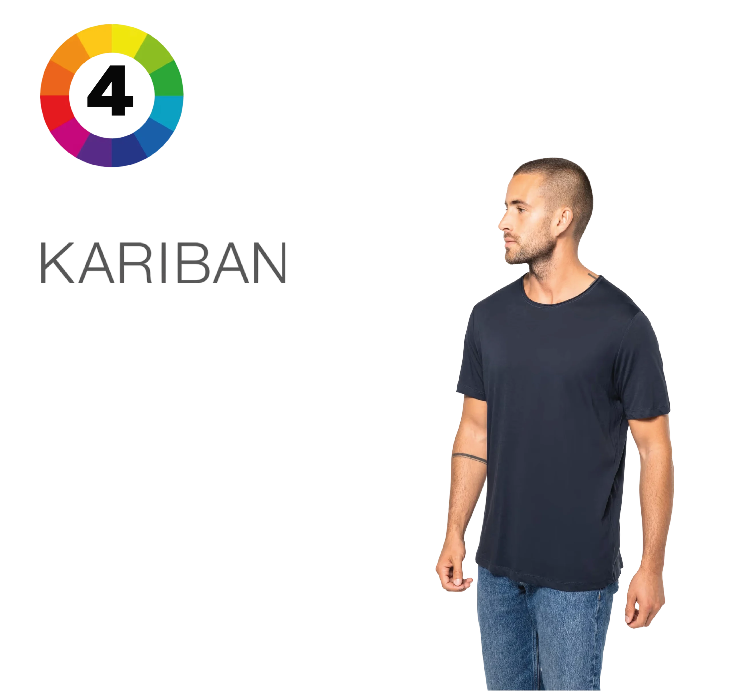 K398 - T-shirt Bio col à bords francs manches courtes homme
