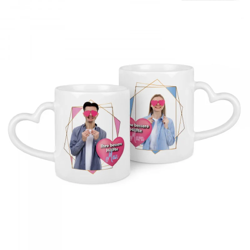 mugs ronds avec anse en forme de coeur