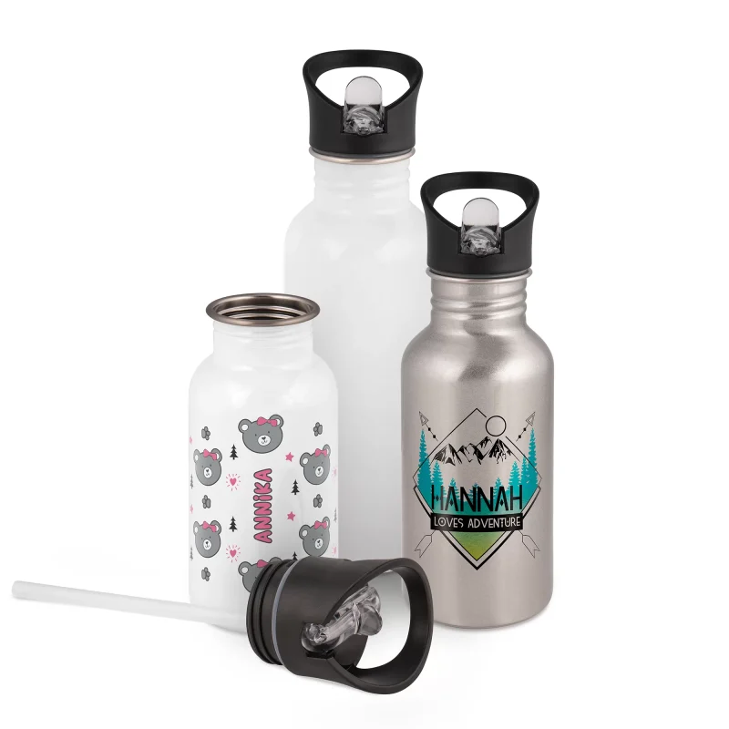 Gourde en acier inoxydable avec paille 400 ml /500ml/600ml