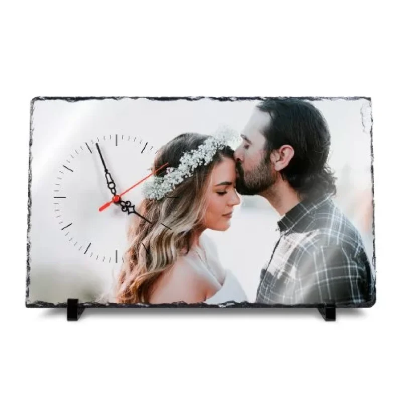 Sublistar® Horloge de table en ardoise en forme rectangulaire