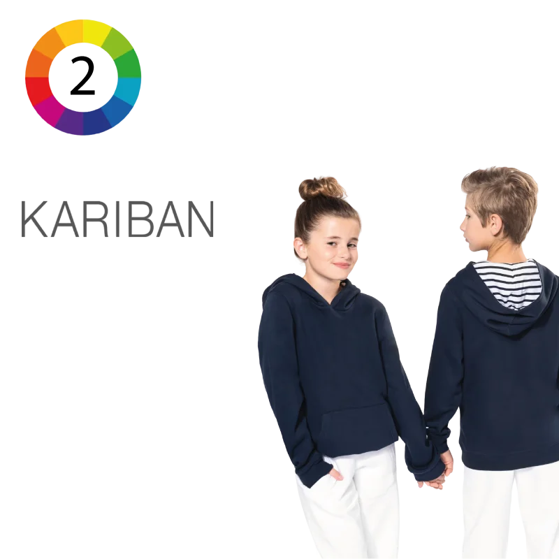 Sweat-shirt à capuche contrastée à motifs enfant unisexe