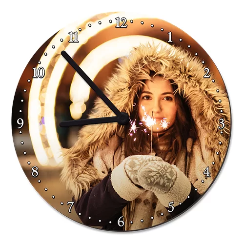 Horloge murale en fibres dures autour avec mécanisme d‘horlogerie – Image 2