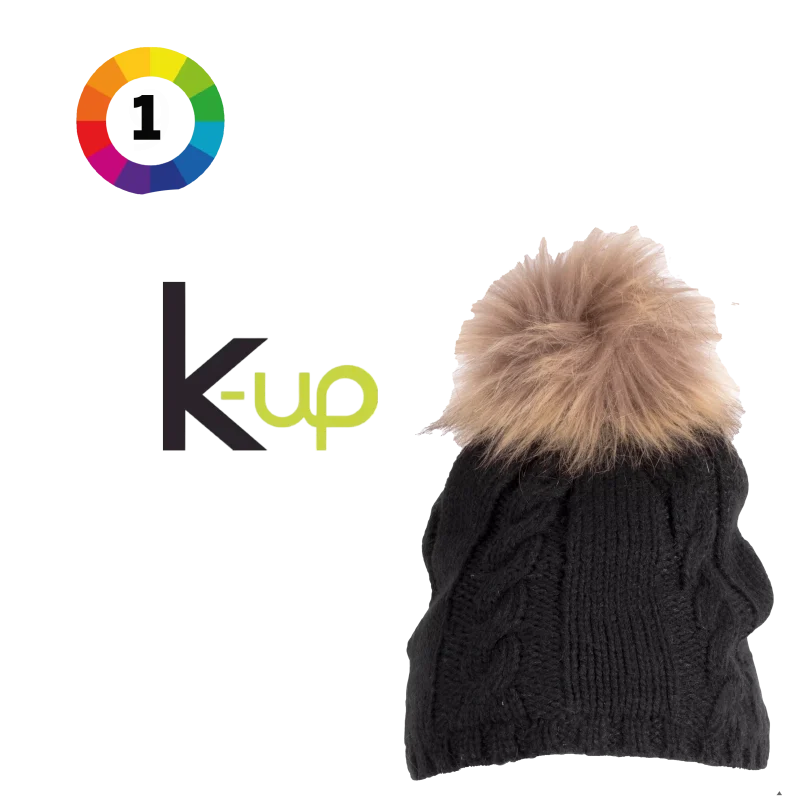 B412 - Bonnet avec pompon fourrure