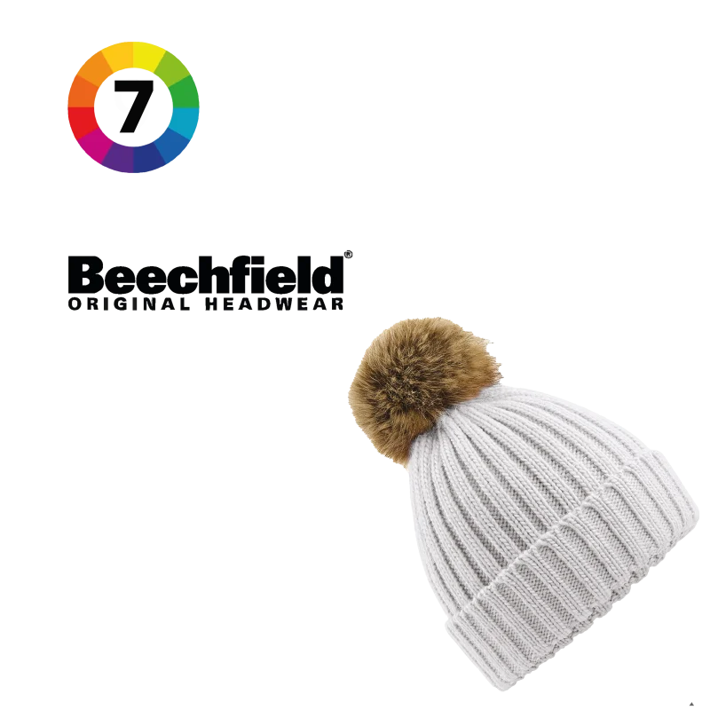 B412 - Bonnet épais à pompon en fausse fourrure