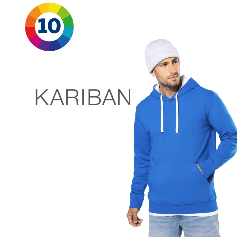 K446 - Sweat-shirt capuche contrastée homme