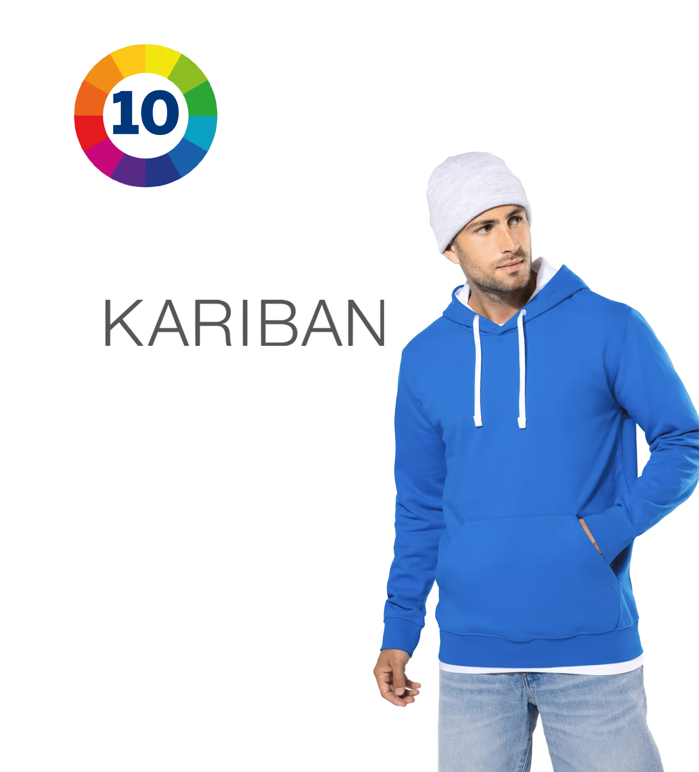 K446 - Sweat-shirt capuche contrastée homme