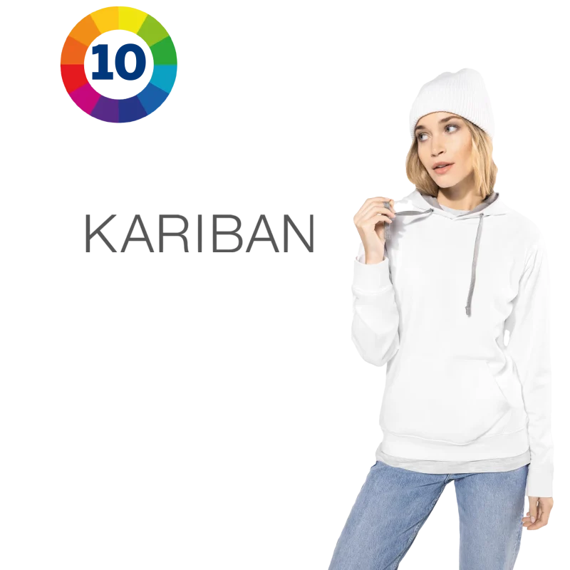 K465 - Sweat-shirt capuche contrastée femme