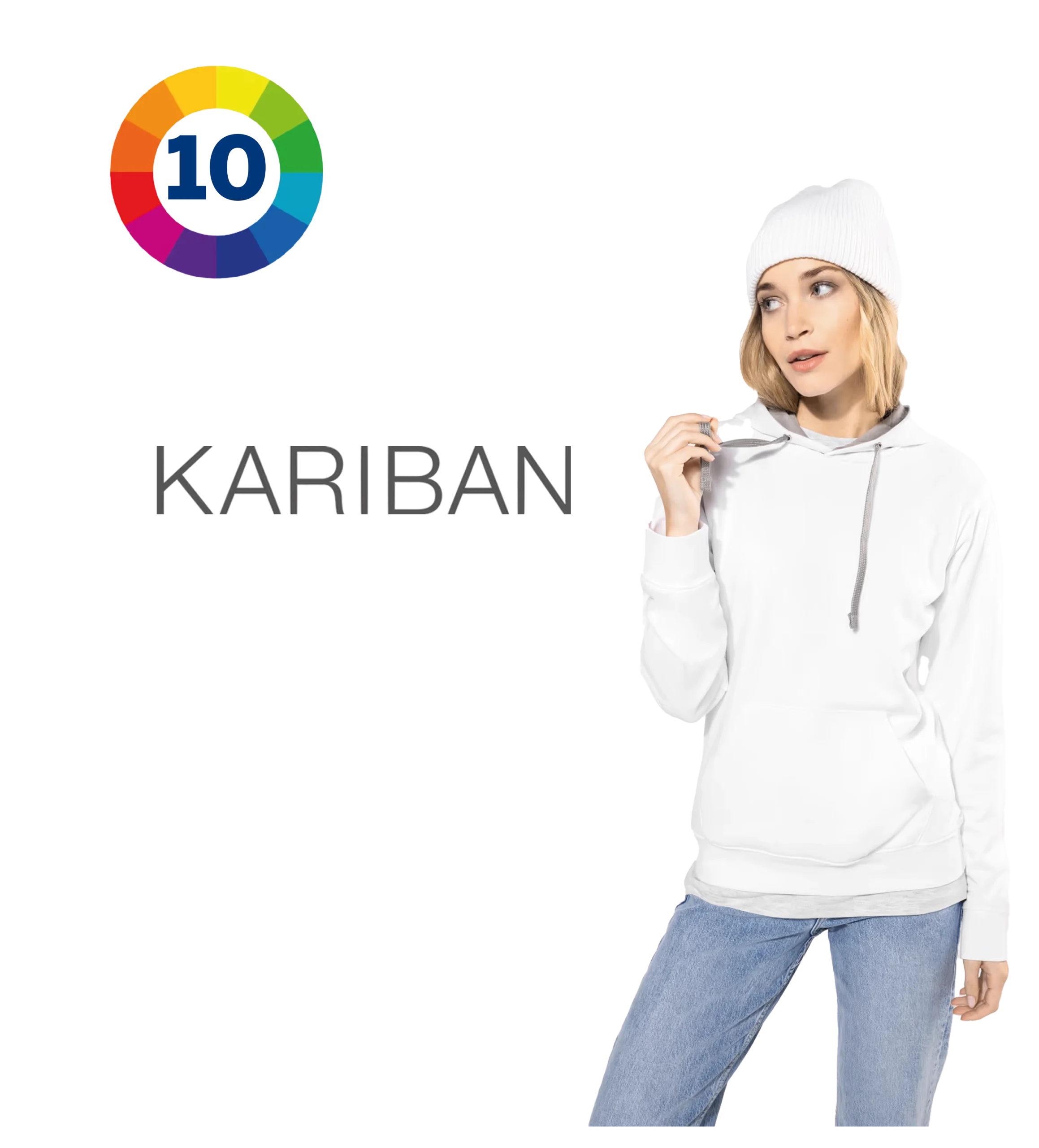 K465 - Sweat-shirt capuche contrastée femme